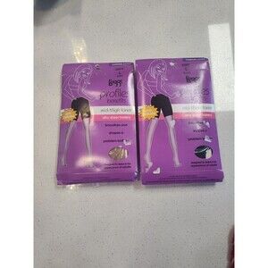 L'eggs Profiles Benefits Mid-Thigh Toner 2 pairs Large Nude and Black SEALED New